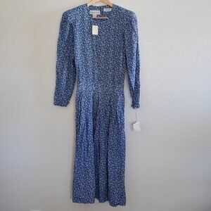 NWT Vintage KARIN STEVENS Floral Maxi Dress with Shoulder pads Multicolor Sz 12